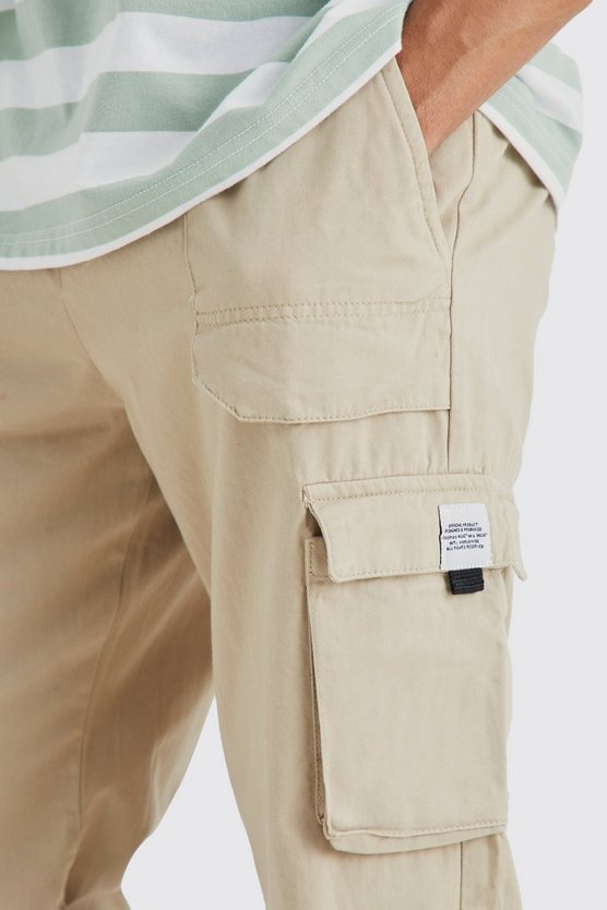 Lockere Twill Cargo-Jogginghose mit Gürtel