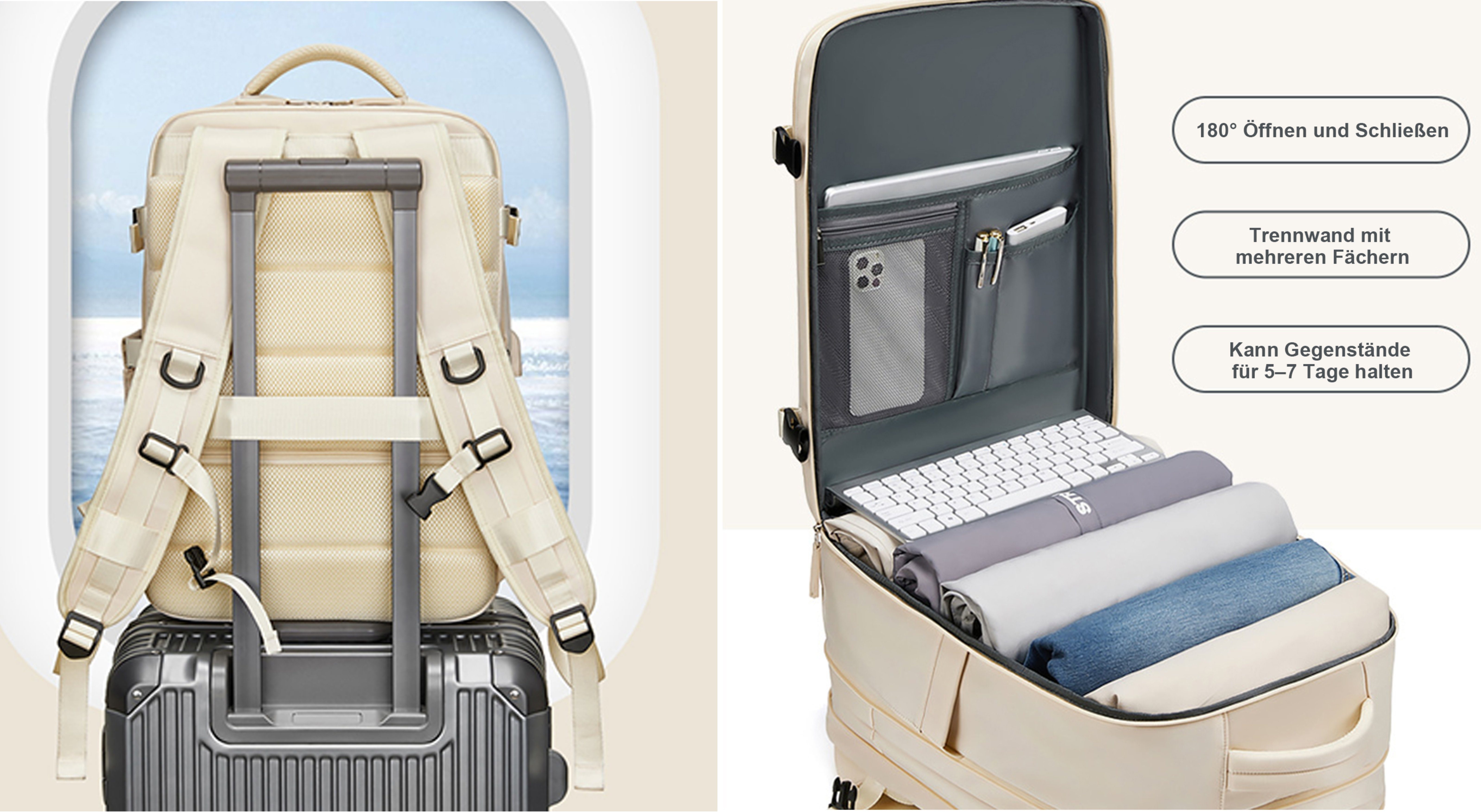 OKWISH Reiserucksack Laptoprucksack Laptop Rucksack Rucksäcke Freizeitrucksack Laptoptasche (Reisen Notebook Laptop Tasche Schule Uni Rucksack Handgepäck, Anti-Diebstahl, Backpack mit Laptopfach, Schuhfach, USB-Lade-Anschluss), für Herren Damen Junge
