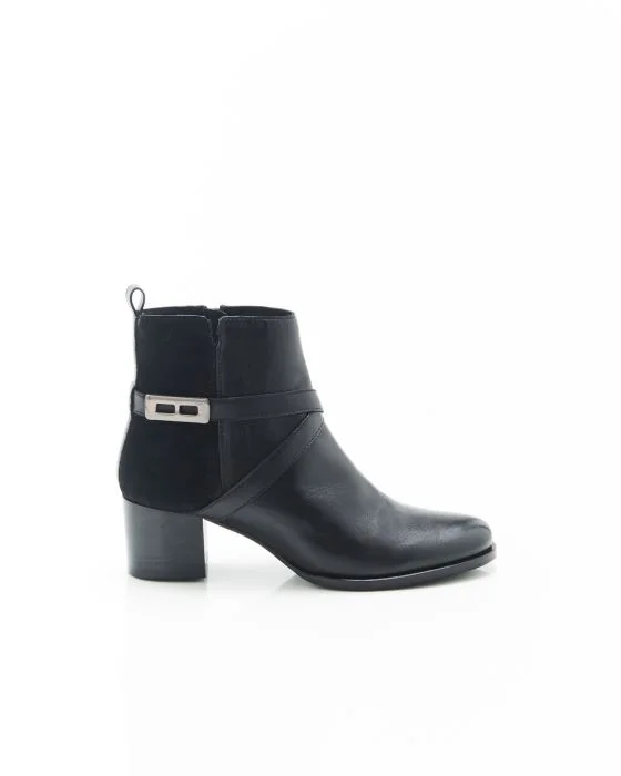 Bottines à talon bi-matières