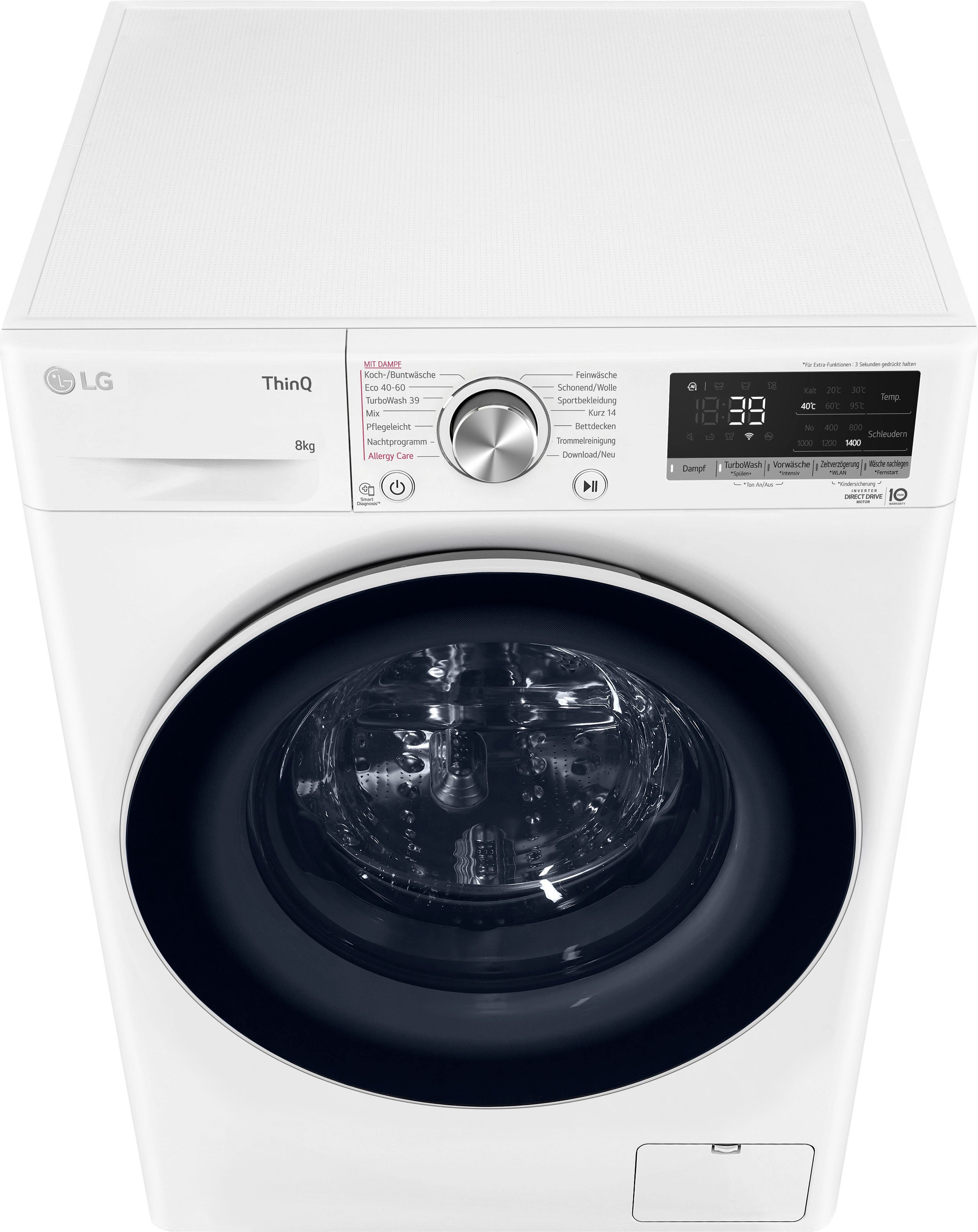 LG Waschmaschine F4WV5080, 8 kg, 1400 U/min, Steam-Funktion