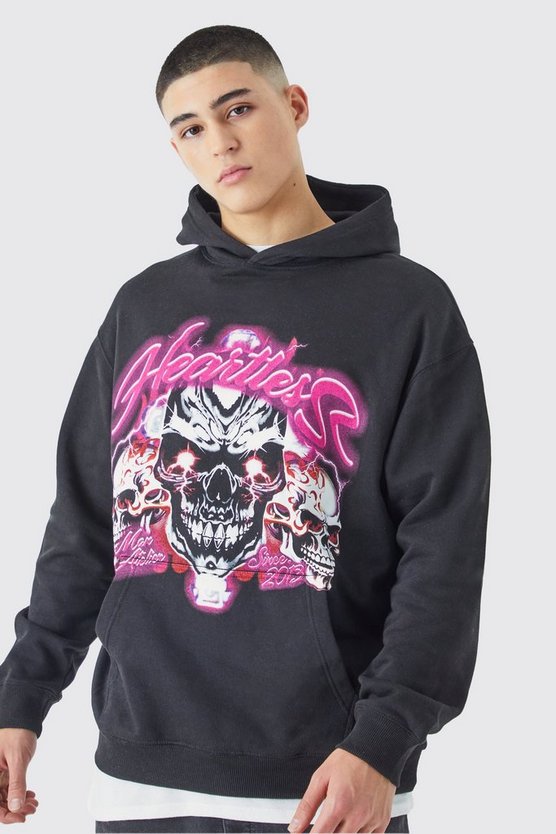Oversize Hoodie mit Totenkopf-Print