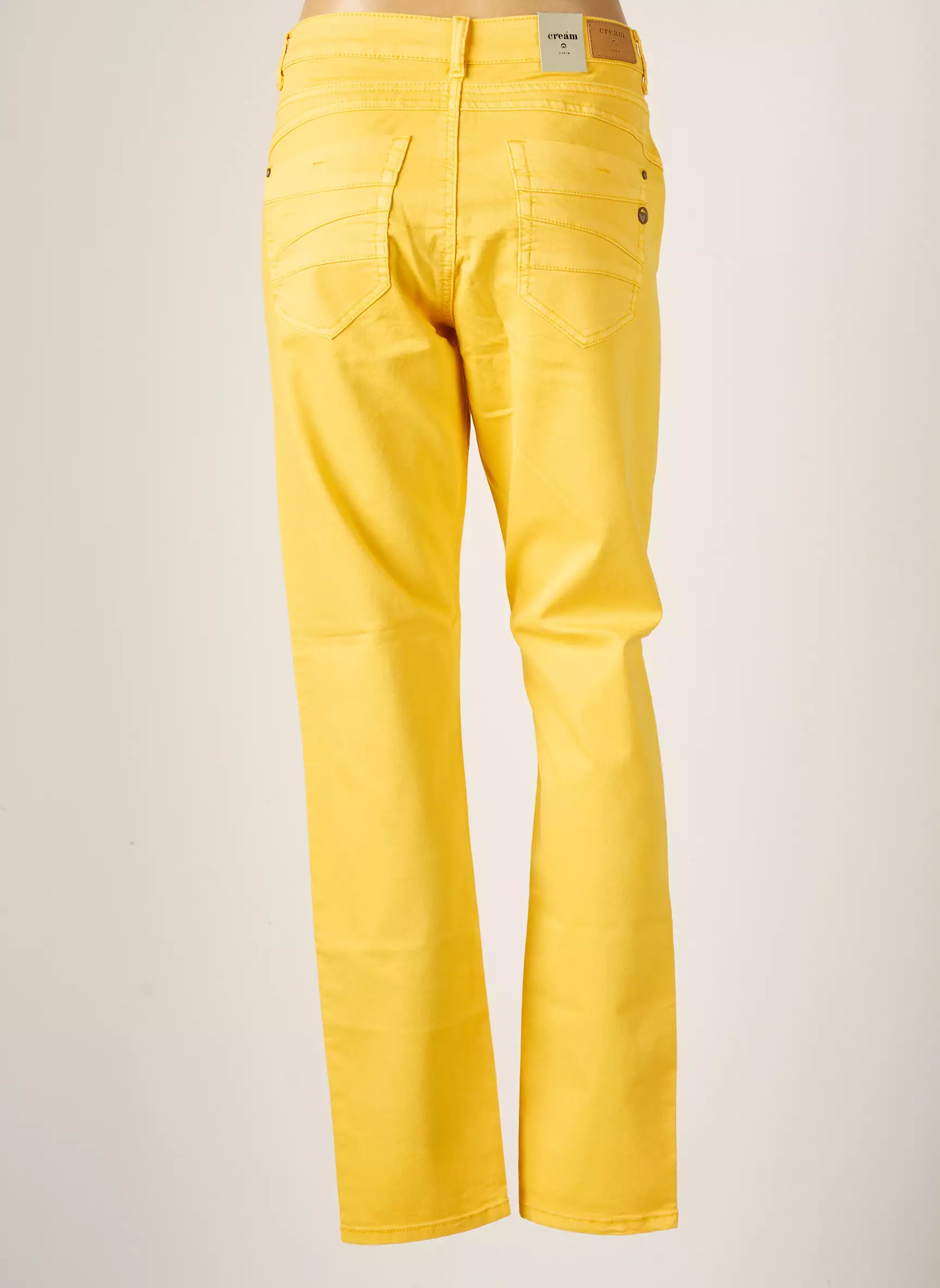 Cream Pantalons Slim Femme couleur jaune