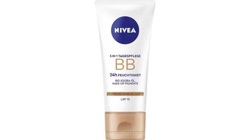 NIVEA 5in1 BB Tagespflege 24h Feuchtigkeit Mittlerer bis Dunkler Hauttyp LSF 15 50 ml