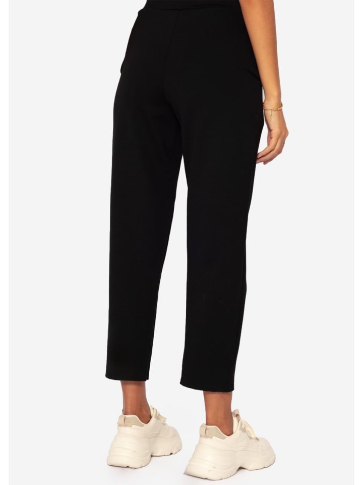 SASSYCLASSY Jersey Chinos mit Ziernaht in Schwarz günstig kaufen
