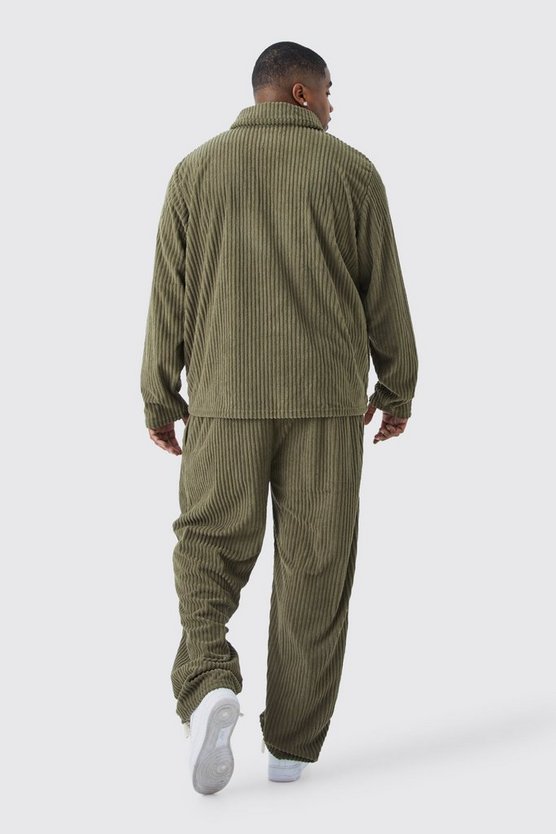 Plus gerippte Harrington-Jacke & Hose
