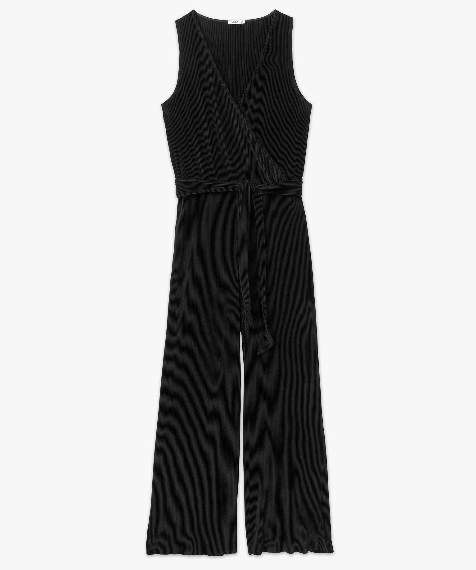 Combi-pantalon femme sans manches plissé noir | GEMO