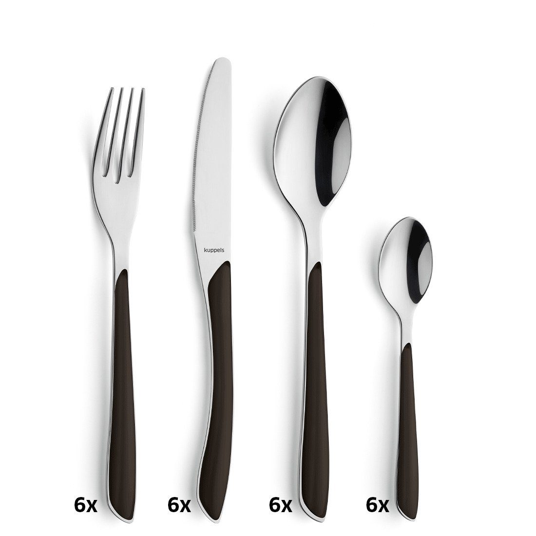 Kuppels Besteck-Set PRISMA, Edelstahl 18/0, ABS, schwarz glänzend, für 6 Personen, 24-tlg