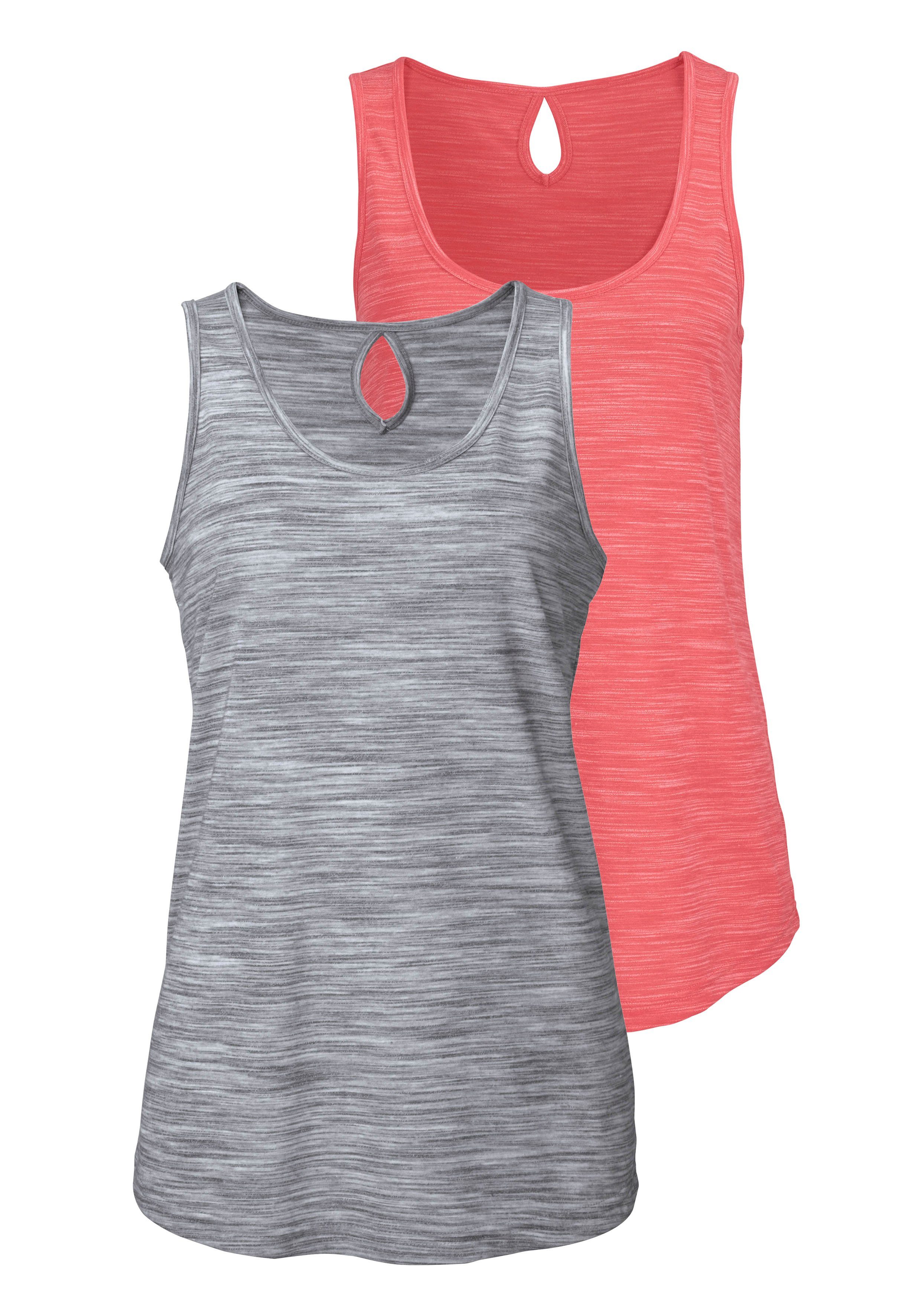 Beachtime Shirttop (2er-Pack) mit kleinem Cut-Out im Nacken