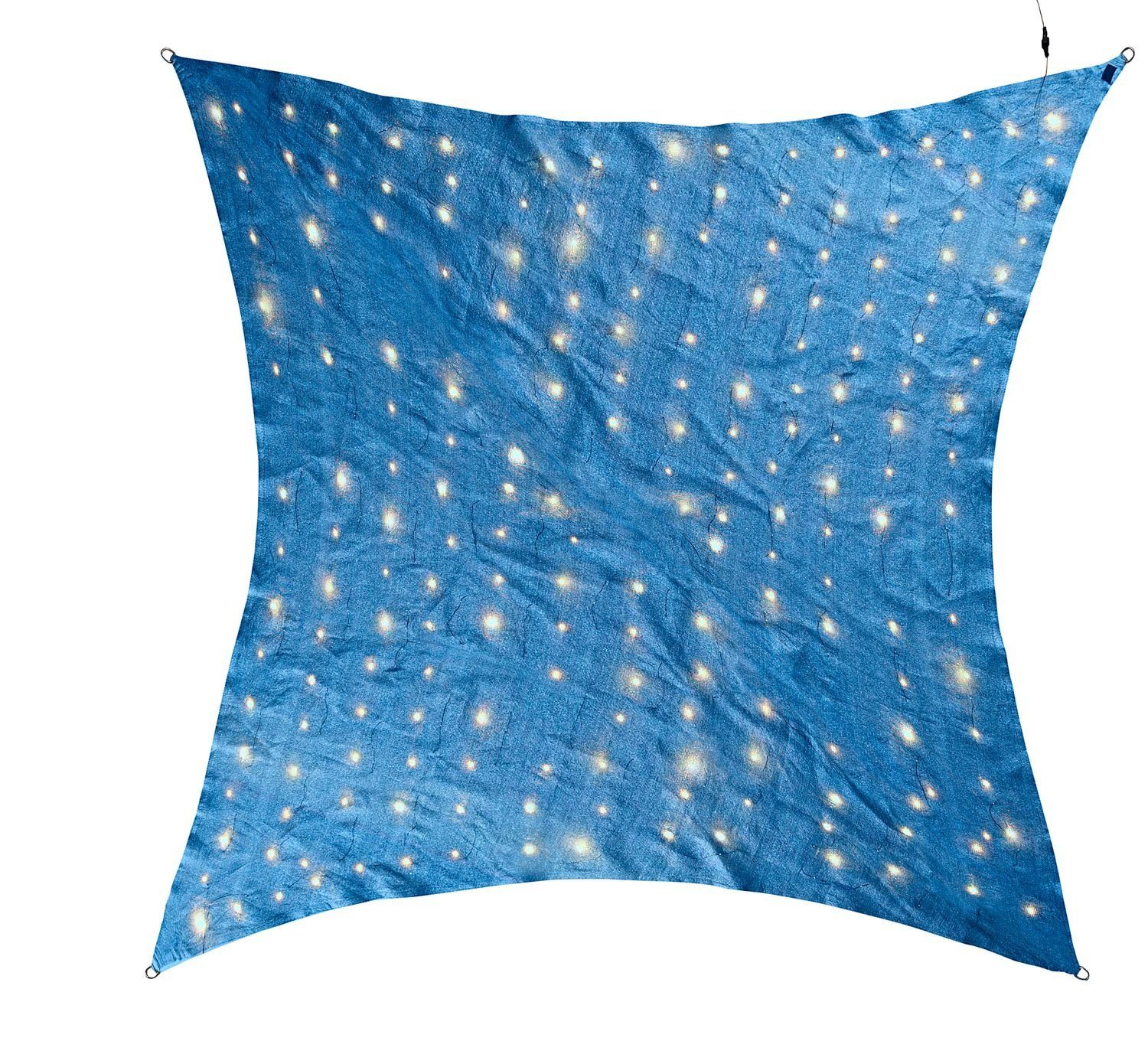 BURI Sonnensegel Solar-Sonnensegel mit LED in blau 5x5m Licht UV Wind Schutz Schatten