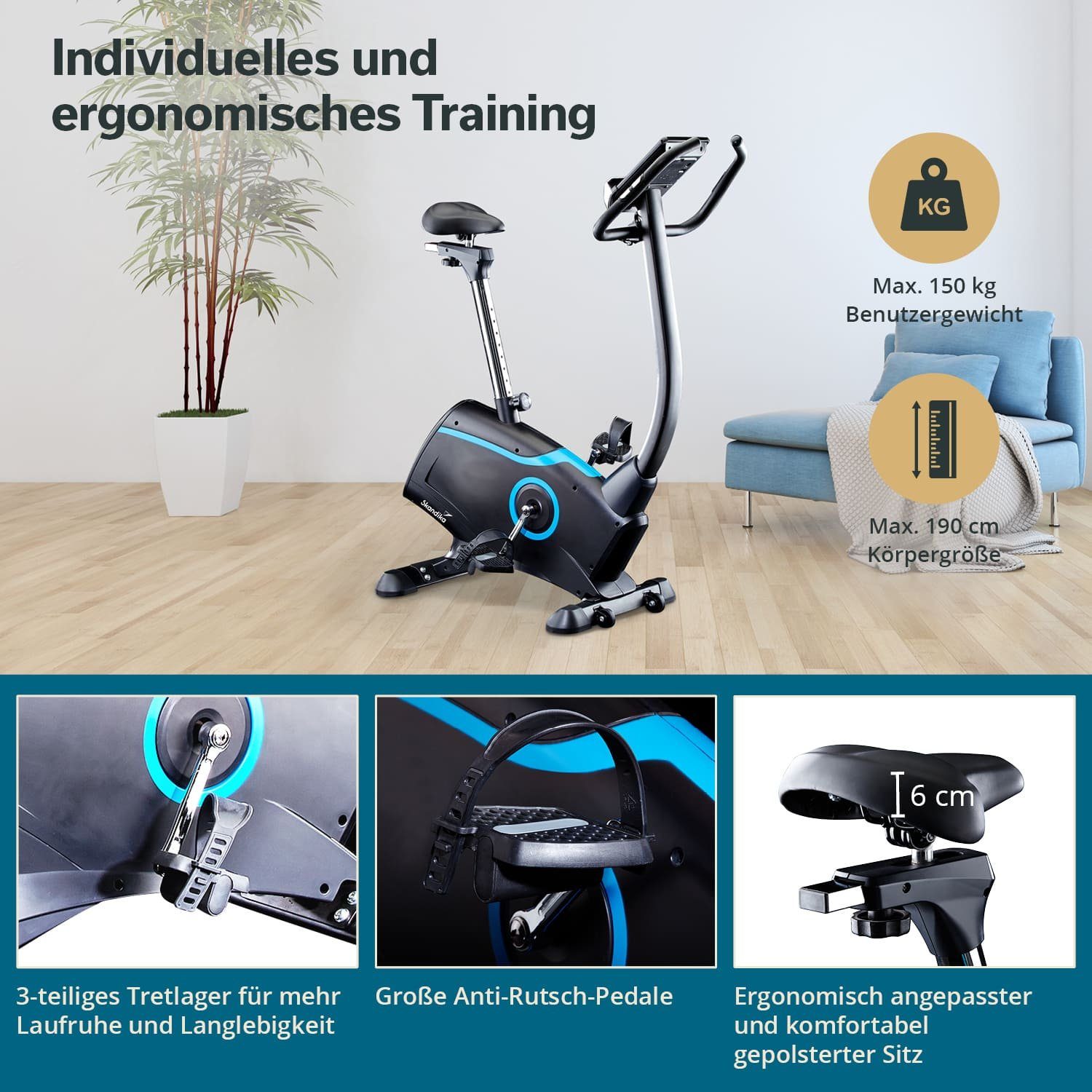 Skandika Ergometer Cardio Bike Atlantis Heimtrainer mit App Steuerung, Bluetooth, 32 Stufen, geräuscharm, Transportrollen, bis 150kg