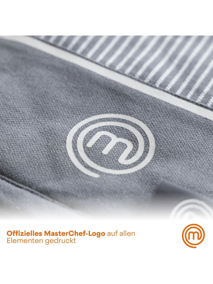 MasterChef 3 tlg. Set 3 teiliges Küchentextilien-Set in Grau günstig kaufen onesize