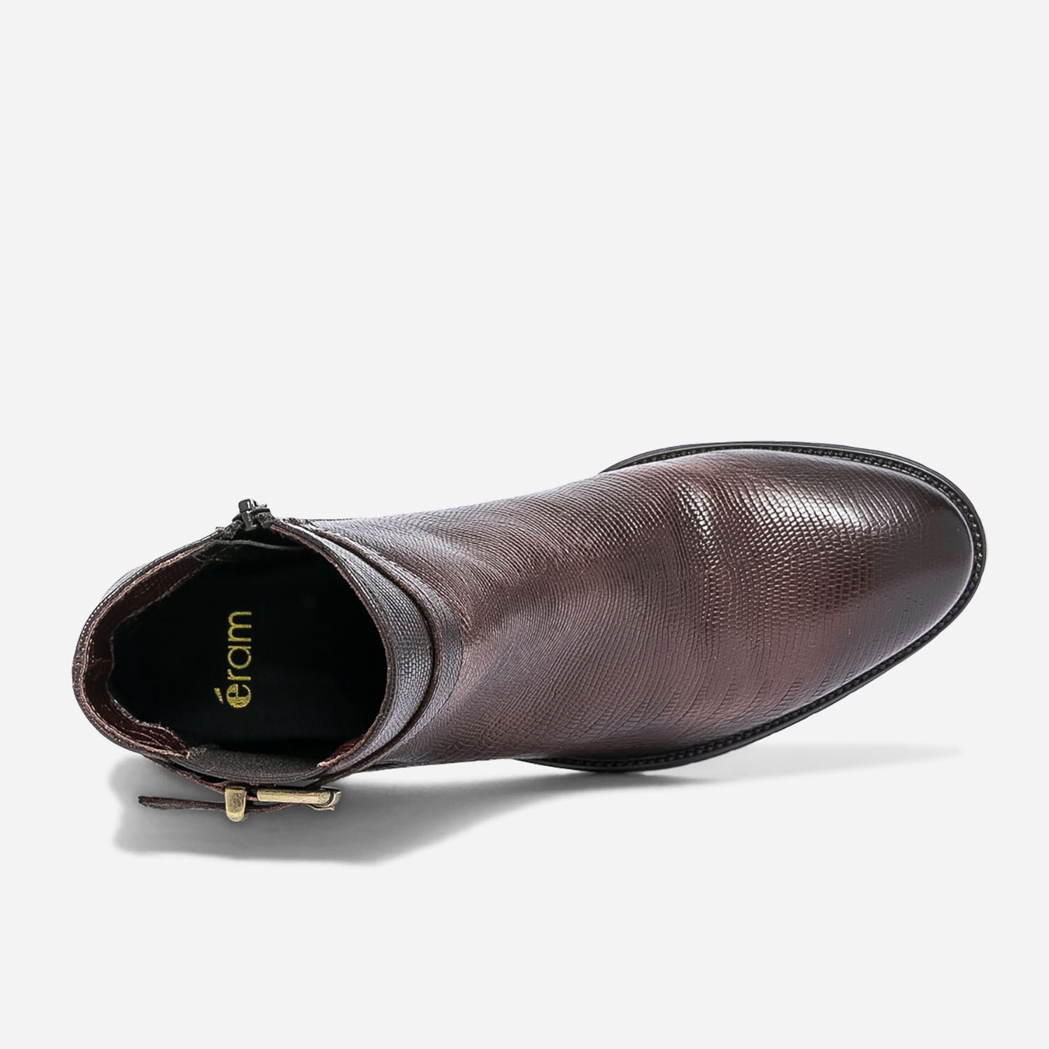 Boots marron en cuir éco-conçu embossé effet python