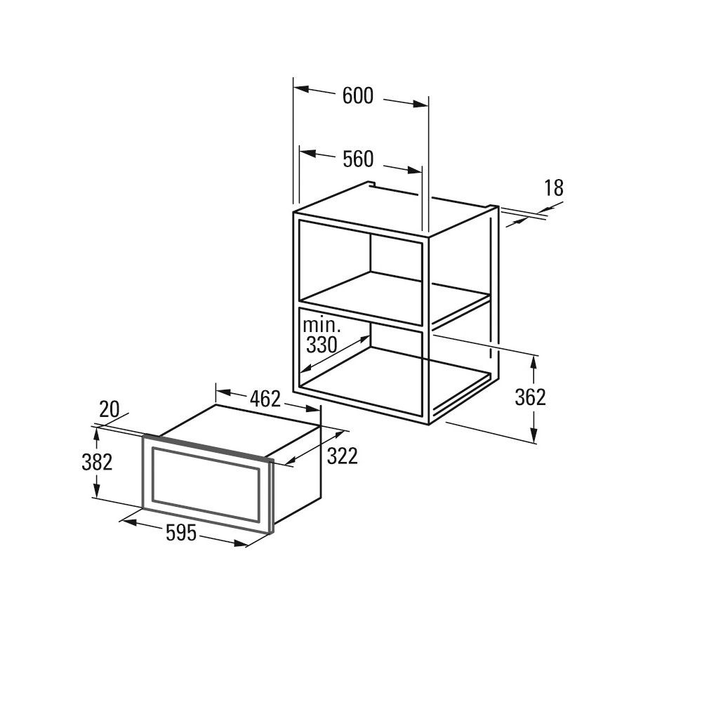 Cata Einbau-Mikrowelle MMA 20 WH, Mikrowelle, Grill
