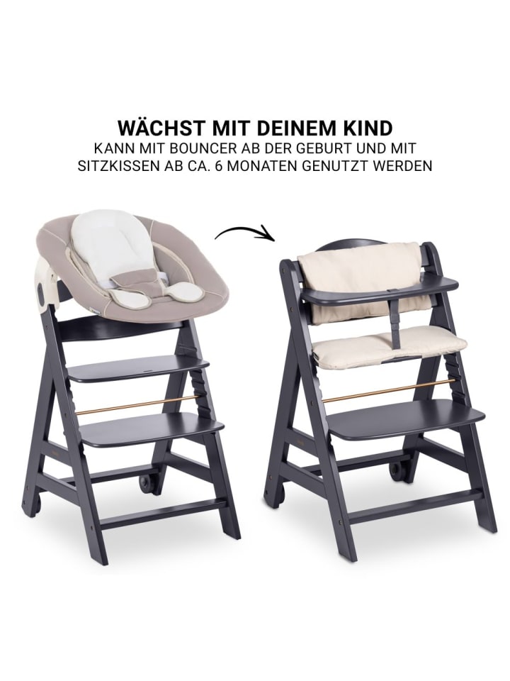 Hauck Beta Plus Dark Grey 5-tlg. Newborn Set - Hochstuhl in grau,beige günstig kaufen onesize