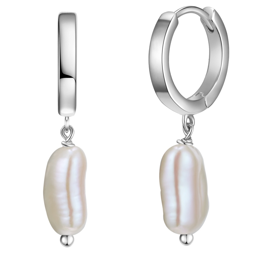 Glanzstücke München Créoles en argent Argent sterling Perle de culture d'eau douce en Argent Boucles d'oreilles