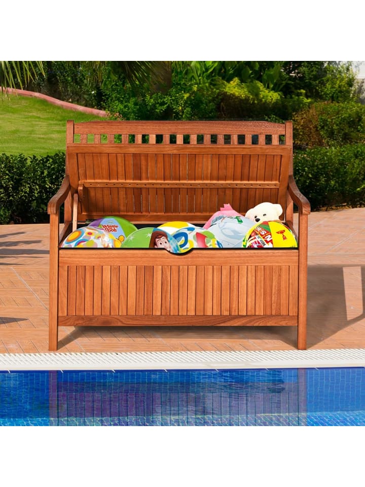 COSTWAY Gartenbank 2-Sitzer mit Stauraum in Braun günstig kaufen onesize