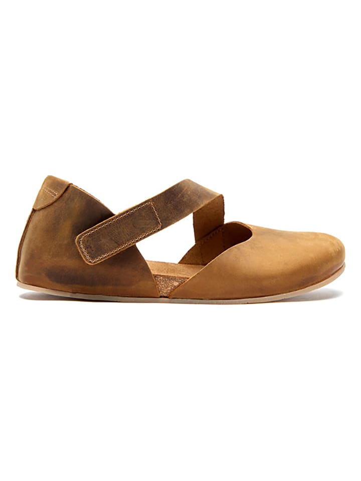 Comfortfusse Leder-Ballerinas in Hellbraun günstig kaufen