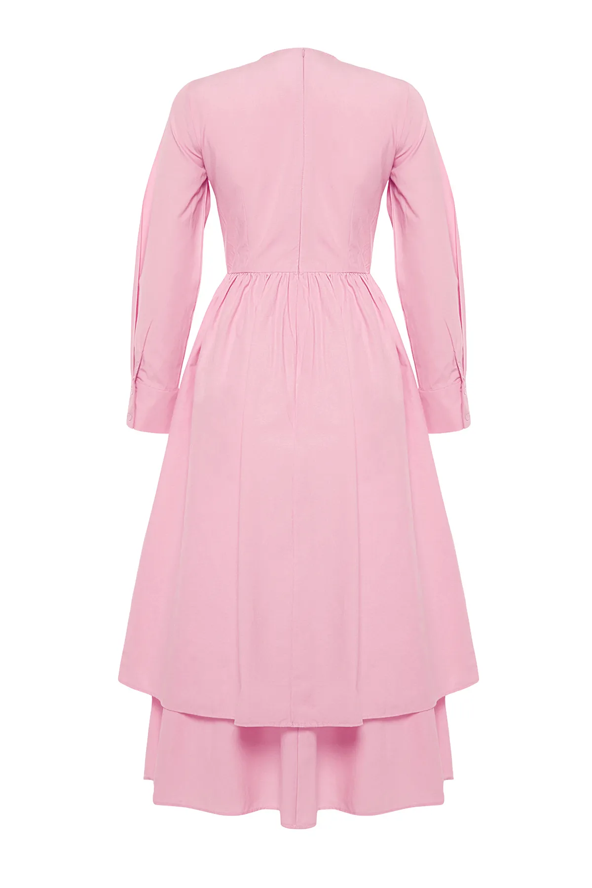 Trendyol Modest  Rosa Kleid mit schlichtem Webmuster und detaillierter Vorderseite TCTSS24EB00144