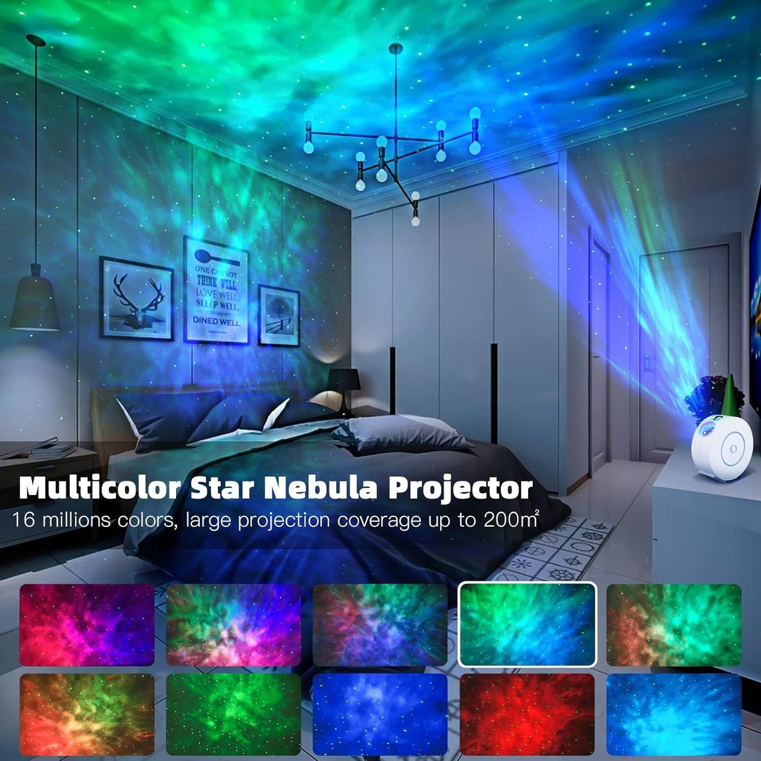 KREATE Projektionslampe Projektionslampe LED Nachtlicht Sternenhimmel, Sternenhimmelfarbe, Bunt, einfarbig, Langlebiger wiederverwendbarer Sternenlichtprojektor