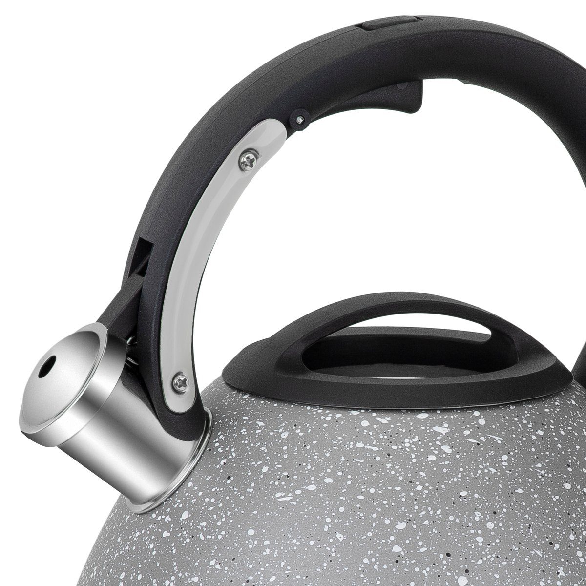 RESTO Kitchenware Wasserkessel LYRA, Cromargan® Edelstahl Rostfrei 18/10 (1-tlg), Pfeifenkessel, mit Marmor-Oberflächenbeschichtung, und mehrschichtigem Kapselboden