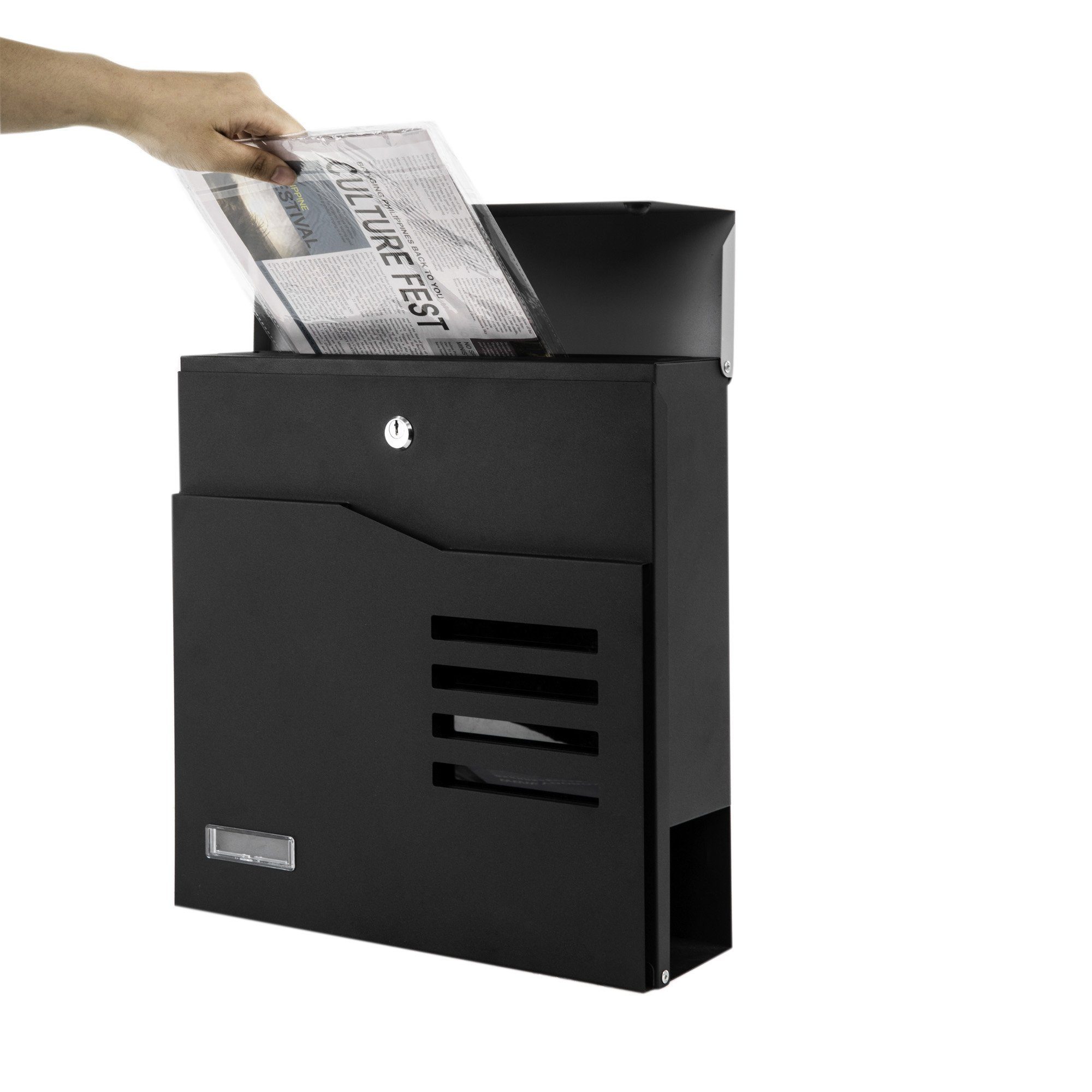Arebos Briefkasten moderner Design Wandbriefkasten, Postkasten, inkl. Zeitungsfach