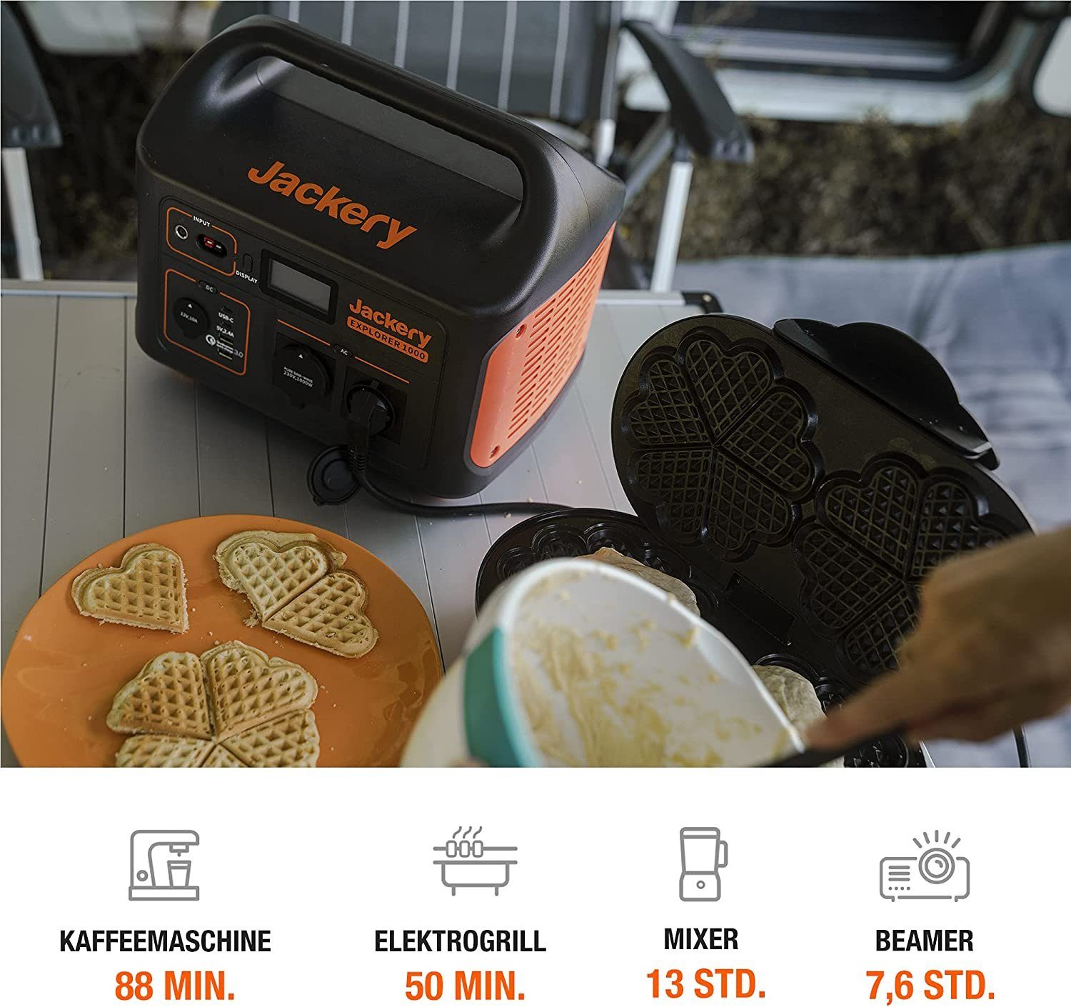 Jackery Stromgenerator Explorer 1000 Powerstation 1002Wh Tragbarer Solargenerator, 2,00 in kW, (1-tlg), für Camping Outdoor