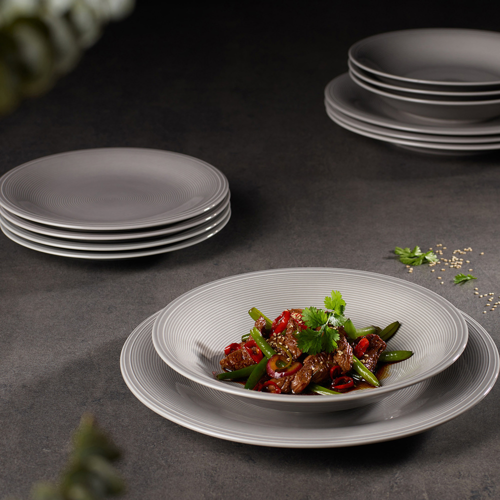 like. by Villeroy & Boch Set Starter Assiette 12pcs. Color Loop Stone service de vaisselle
