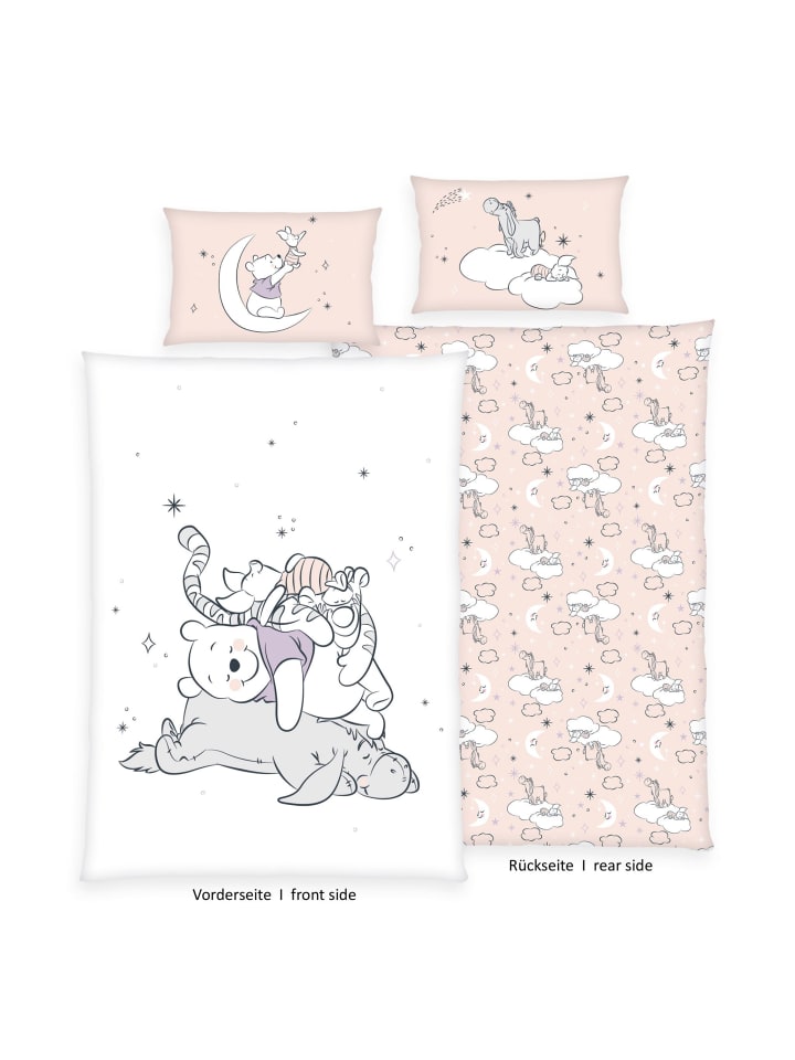 Herding 2 tlg. Renforcé Disney Bettwäsche 100x135cm Winnie Pooh in Rosa günstig kaufen 100x135 cm