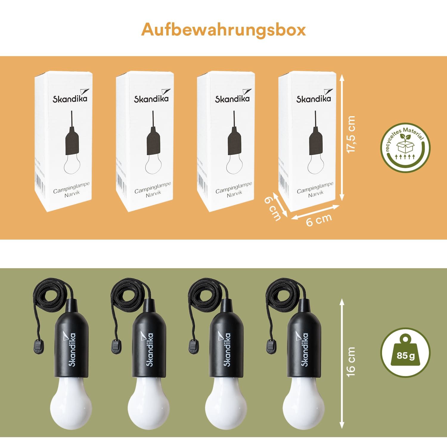 Skandika Narvik 4er-Set LED-Campinglampe
