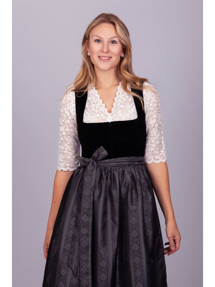 Edelnice Midi Dirndl Evi Samt Schwarz in schwarz günstig kaufen