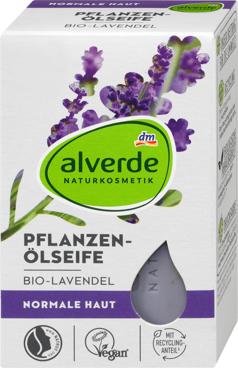 Seifenstück Pflanzenölseife mit Bio-Lavendel, 100 g