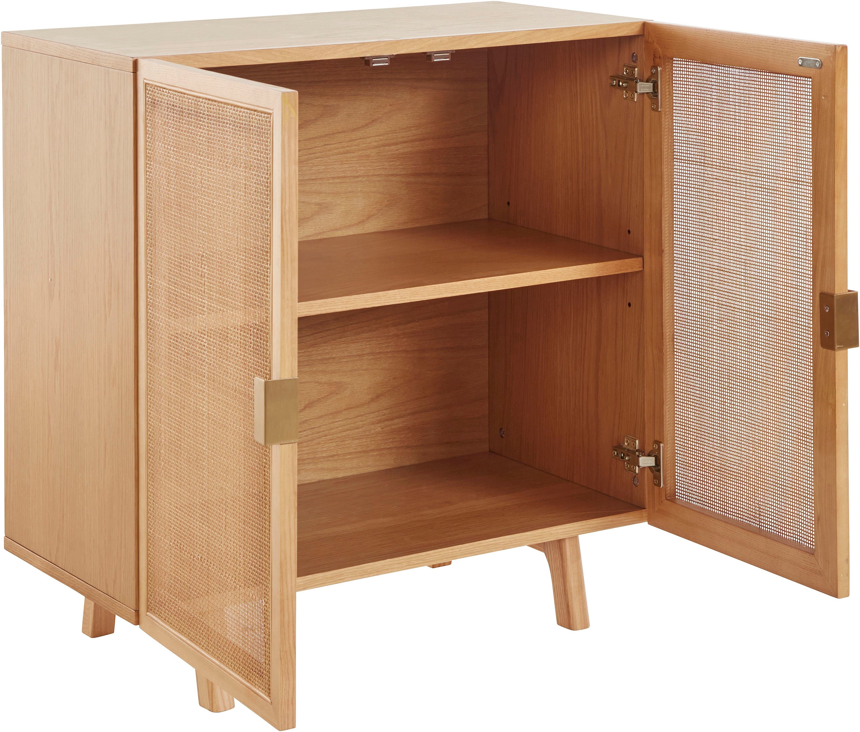 LeGer Home by Lena Gercke Sideboard Lina, Mit Rattan Einsatz, 2 Innenfächer, teilmassiv