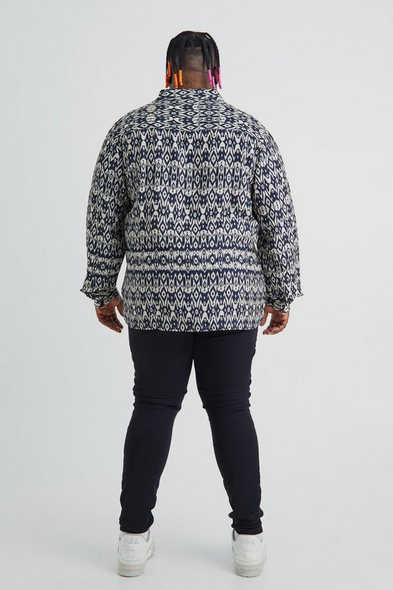 Plus Oversize Hemd mit Azteken-Detail