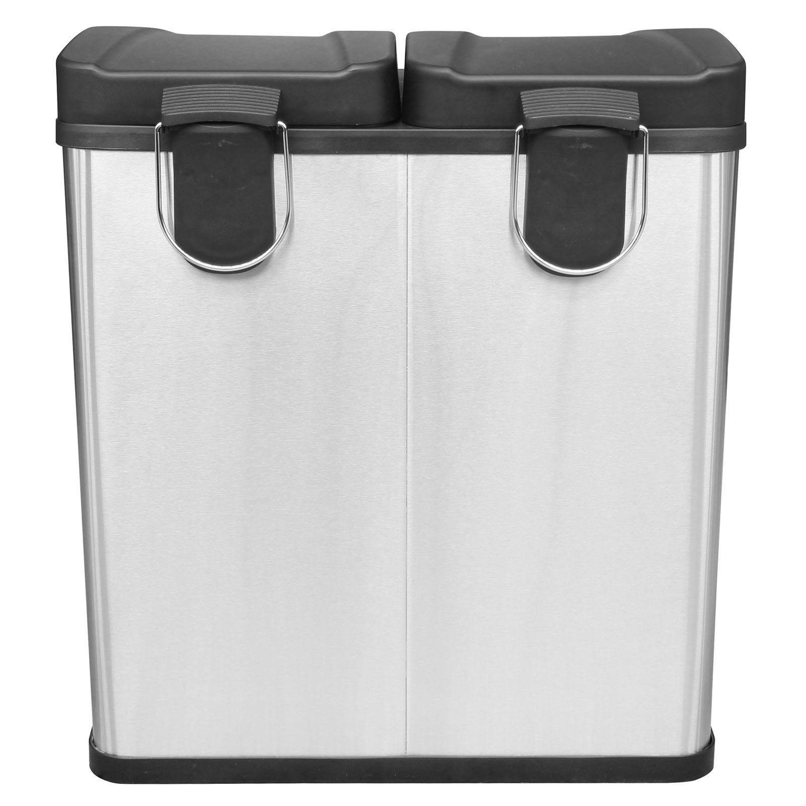 HAC24 Mülleimer Doppel Abfalleimer Küche Duo Treteimer Mülltrenner Abfallbehälter, 40 Liter: je 2x 20 Liter Gebürsteten Edelstahl Silber Matt