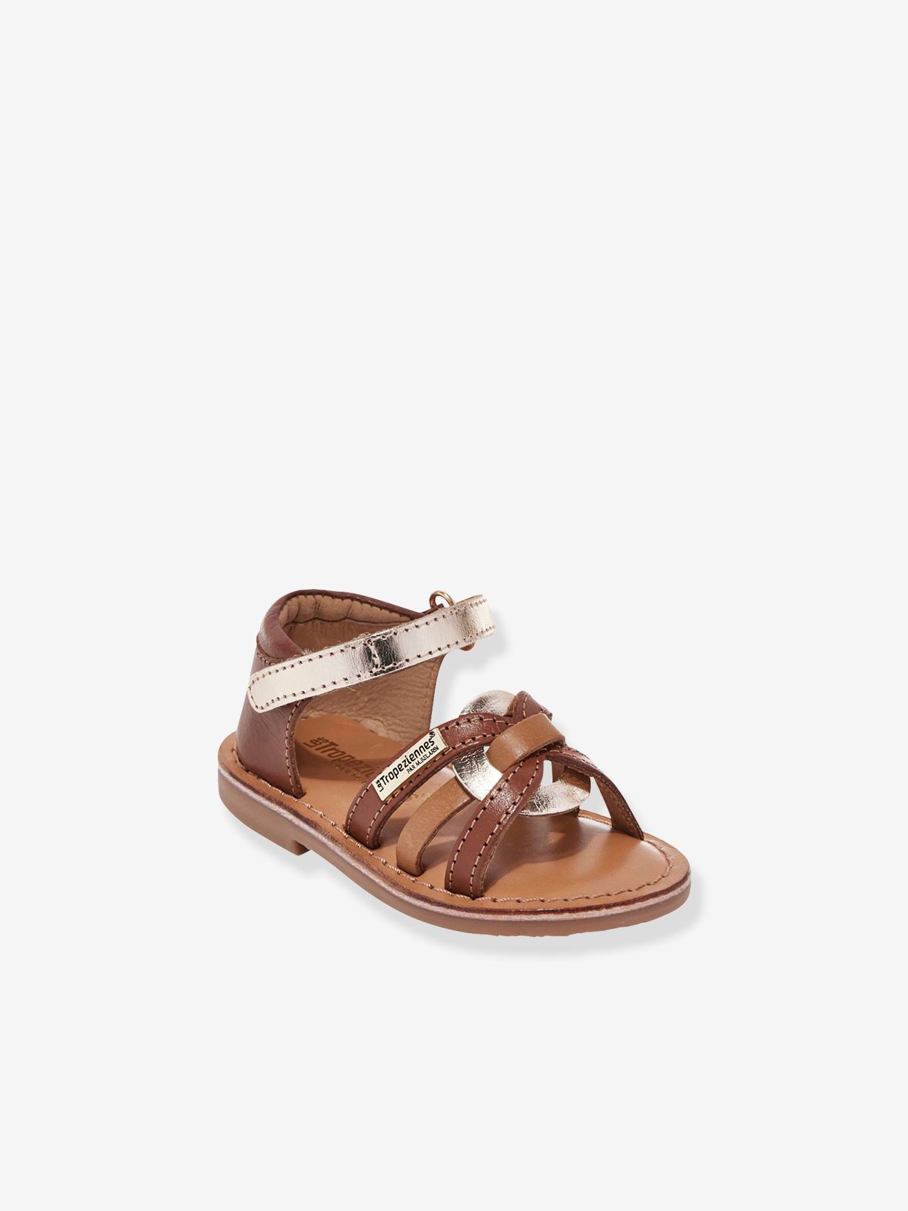 Sandales cuir bébé Badari LES TROPEZIENNES® PAR M. BELARBI beige imprimé