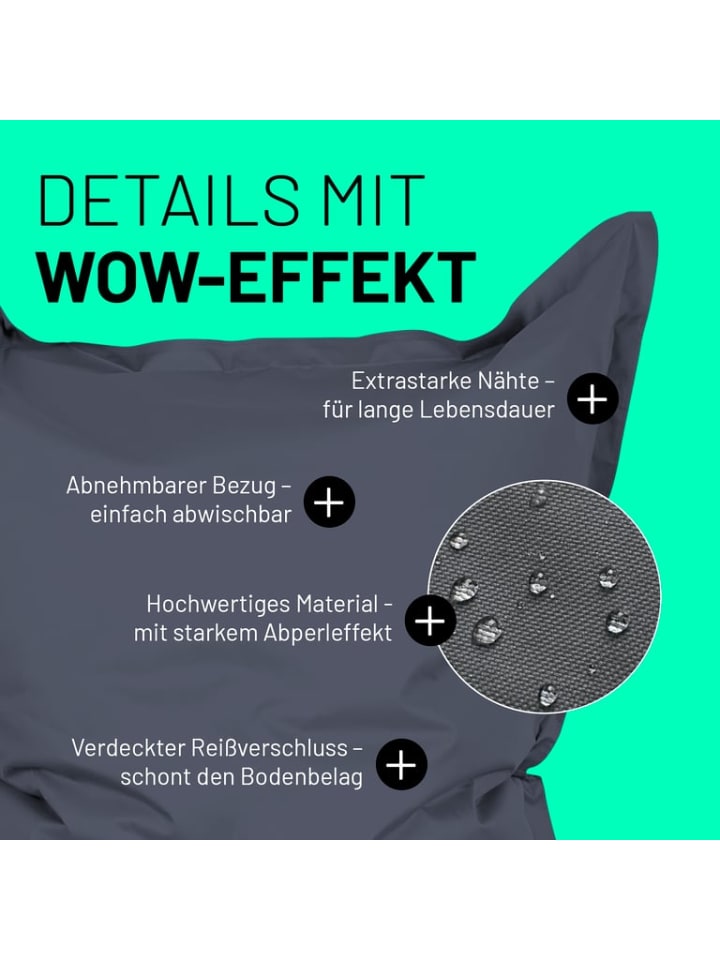 Lumaland Luxury Riesensitzsack XXL Sitzsack - Stahlgrau günstig kaufen onesize