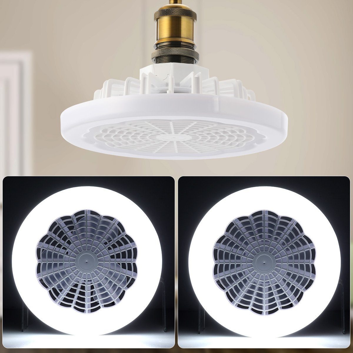 iscooter Deckenventilator LED Deckenleuchte 30W Deckenventilator, Fernbedienung, 3-stufiger, 26cm,Dimmbar mit Fernbedienung, Leuchte/ Ventilator getrennt schaltbar