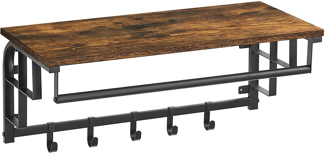 Vasagle Wandgarderobe mit Ablage, 5 abnehmbaren Haken