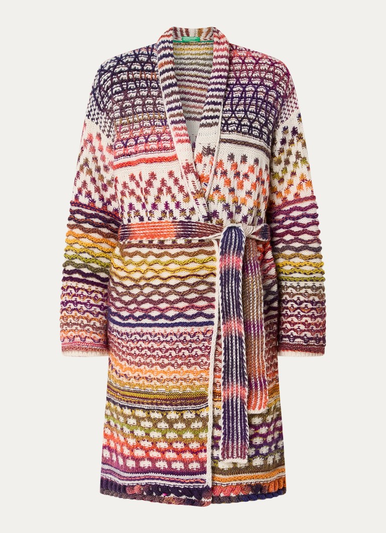 Benetton  Grofgebreid vest in wolblend met strikceintuur