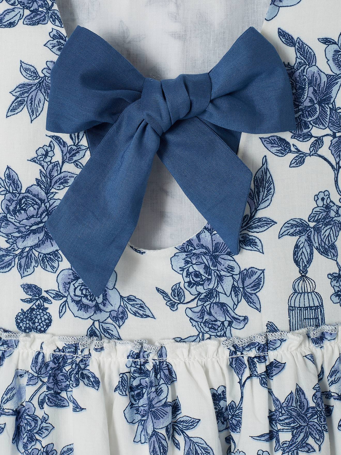 Vertbaudet Mädchen Festkleid, Blumen und Schleife hinten - wollweiß