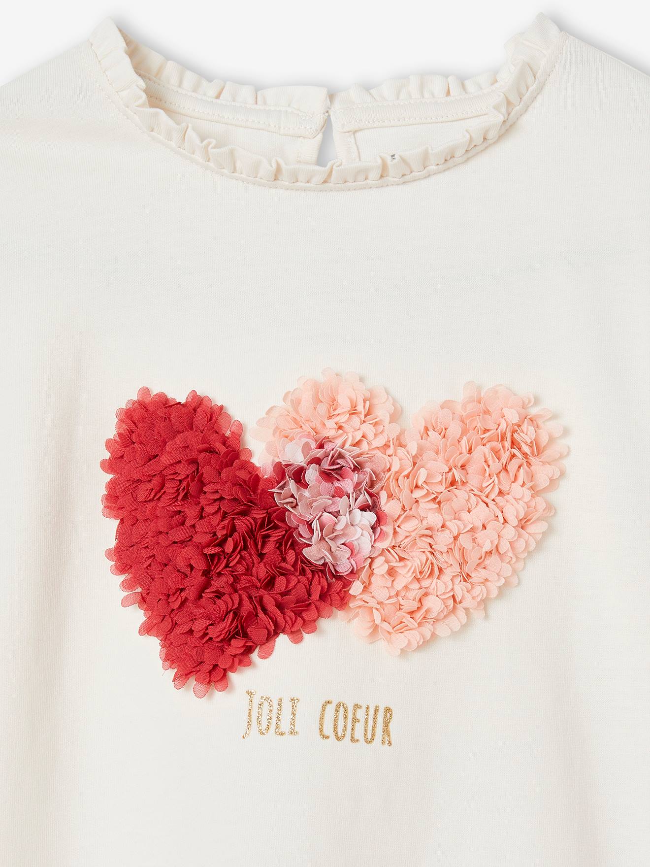 Vertbaudet Mädchen Shirt mit Rüschendetails - wollweiß