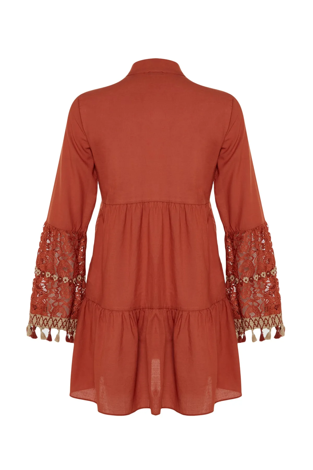 Trendyol Collection  Braunes, gewebtes, besticktes Mini-Strandkleid aus 100 % Baumwolle TBESS20EL0862