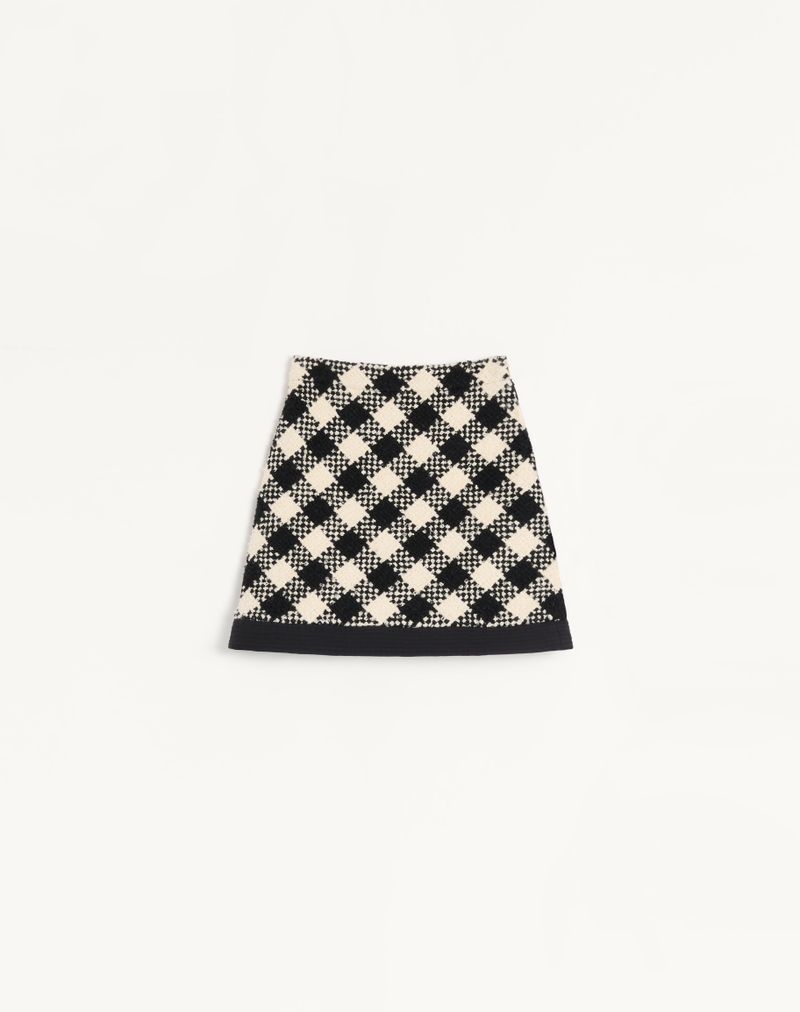 Saia curta de tweed Damier