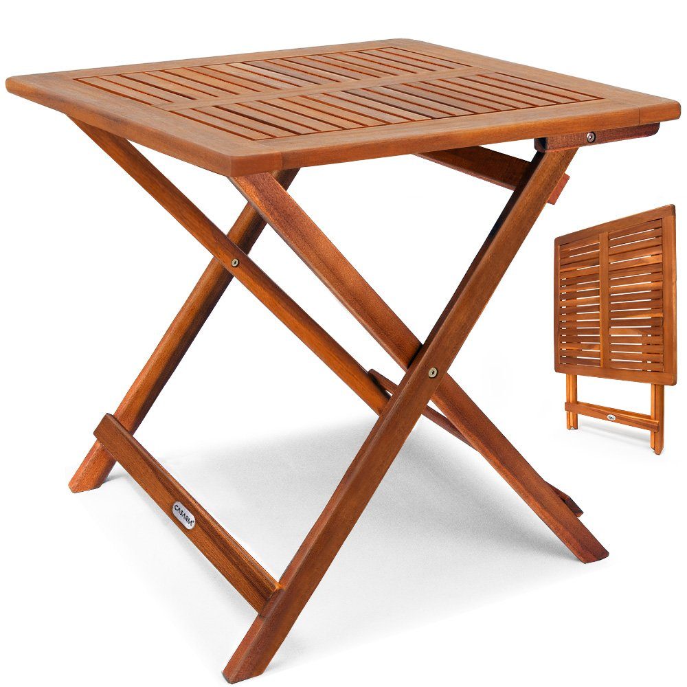 Casaria Klapptisch (1-St), Klappbar Holz 70x70x73cm 80kg Belastbar Akazie Balkon Garten Terrasse