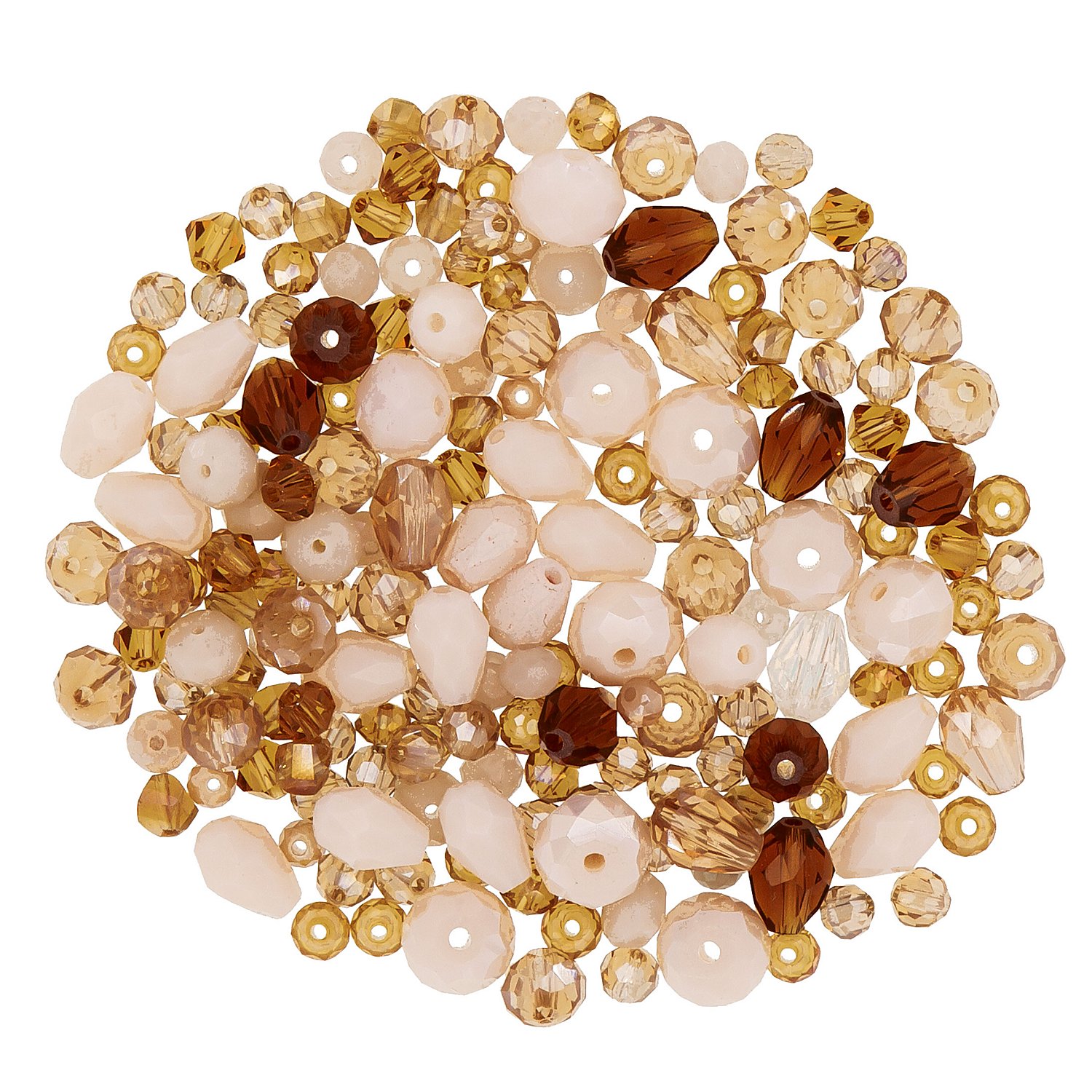 Facettierte Glasperlen, beige, 3–9 mm, 25 g