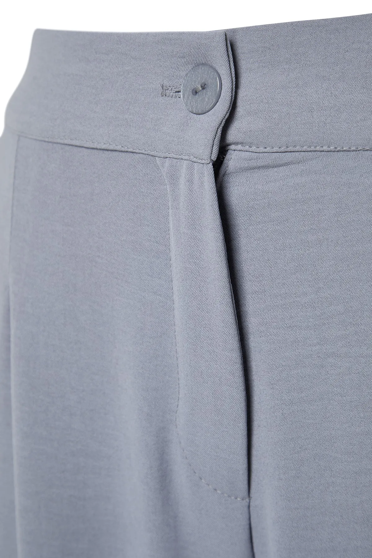 Trendyol Curve  Grau melierte, hoch taillierte, plissierte Webhose TBBSS22PL0448