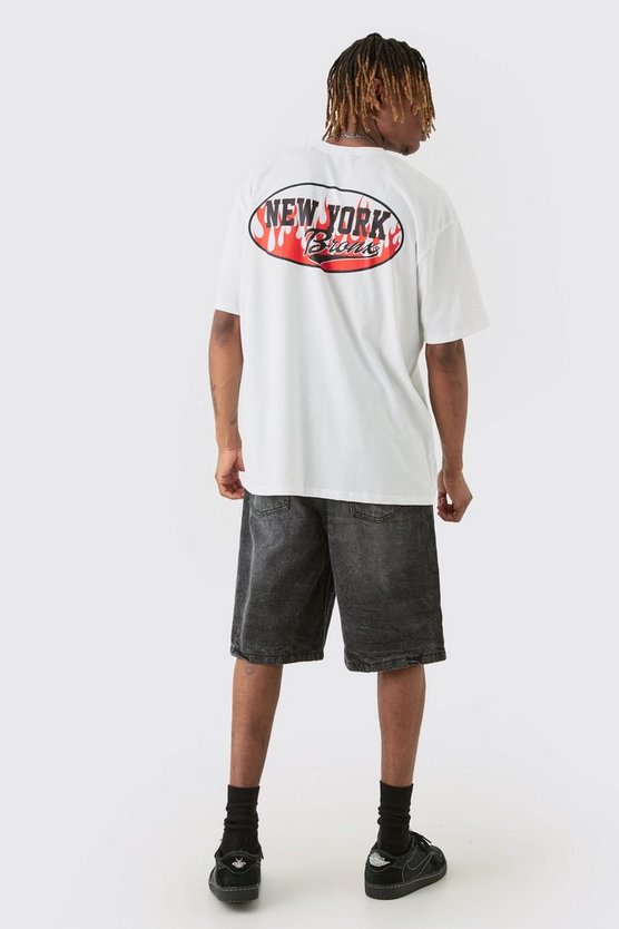 Tall weißes T-Shirt mit Print