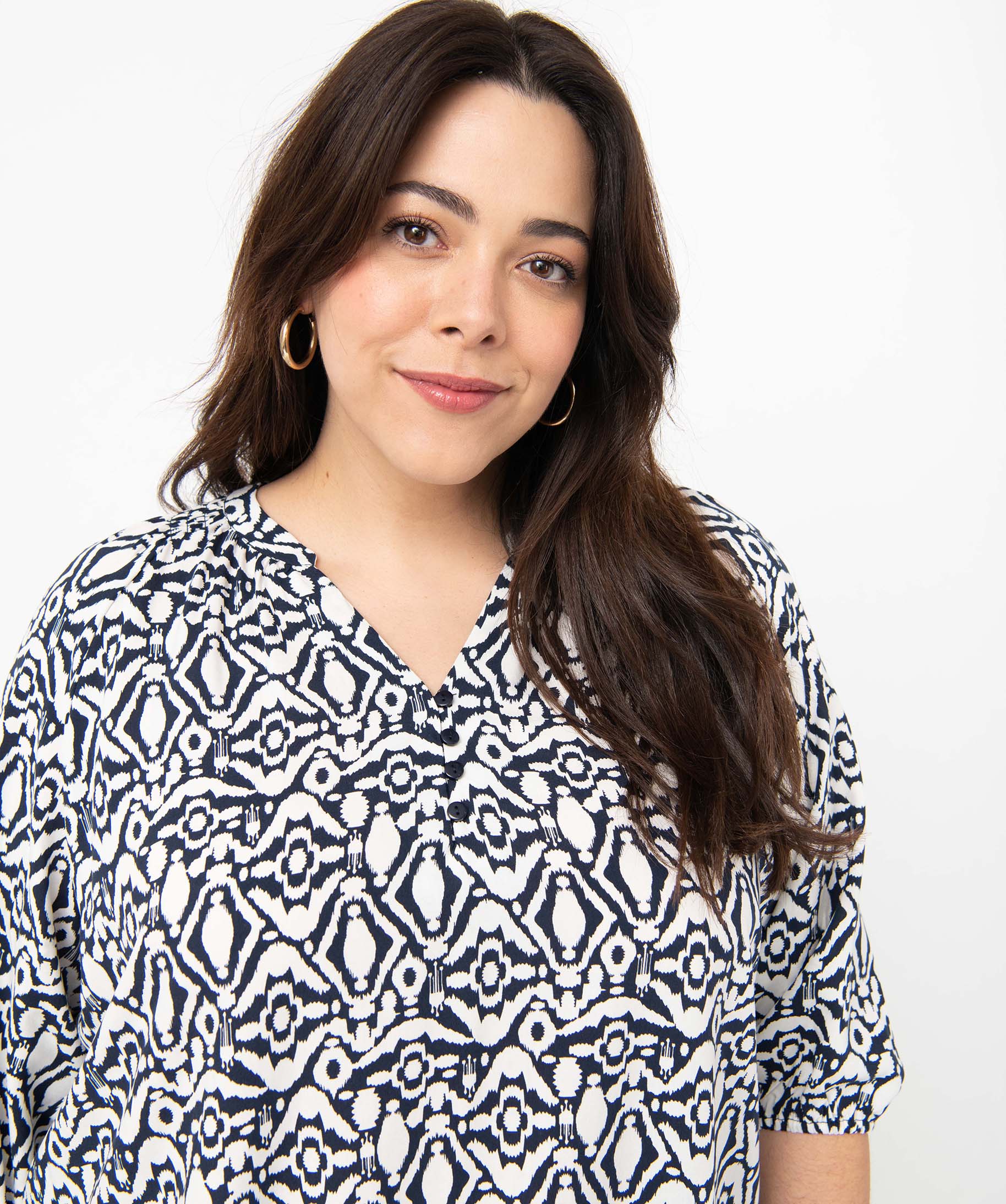 Blouse imprimée à manches 3/4 femme grande taille imprime | GEMO