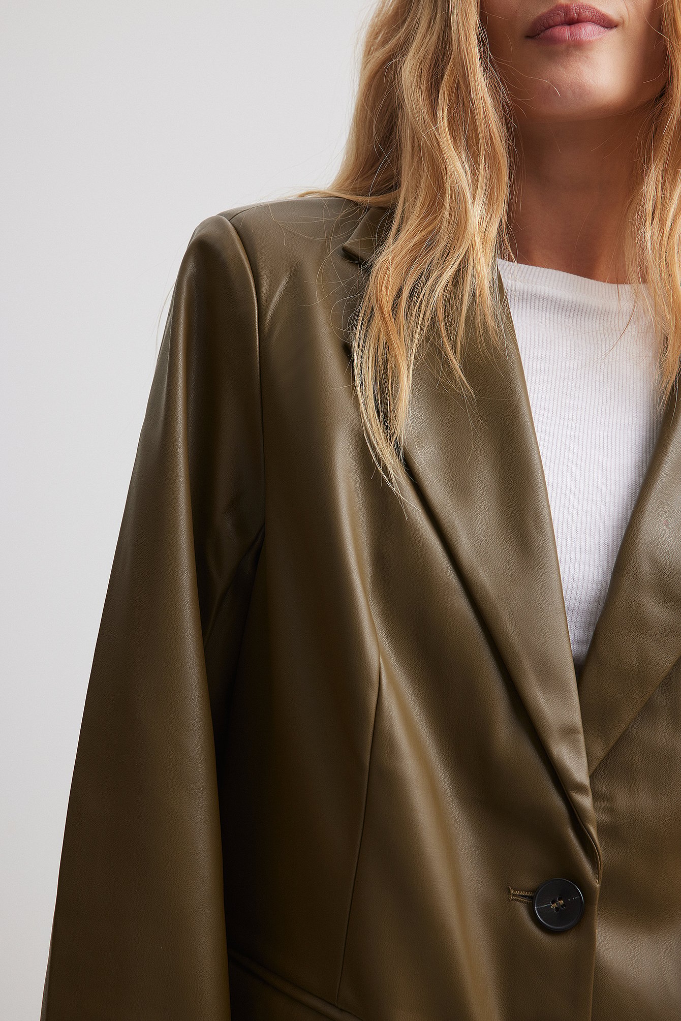Maxi übergroßer PU-Blazer