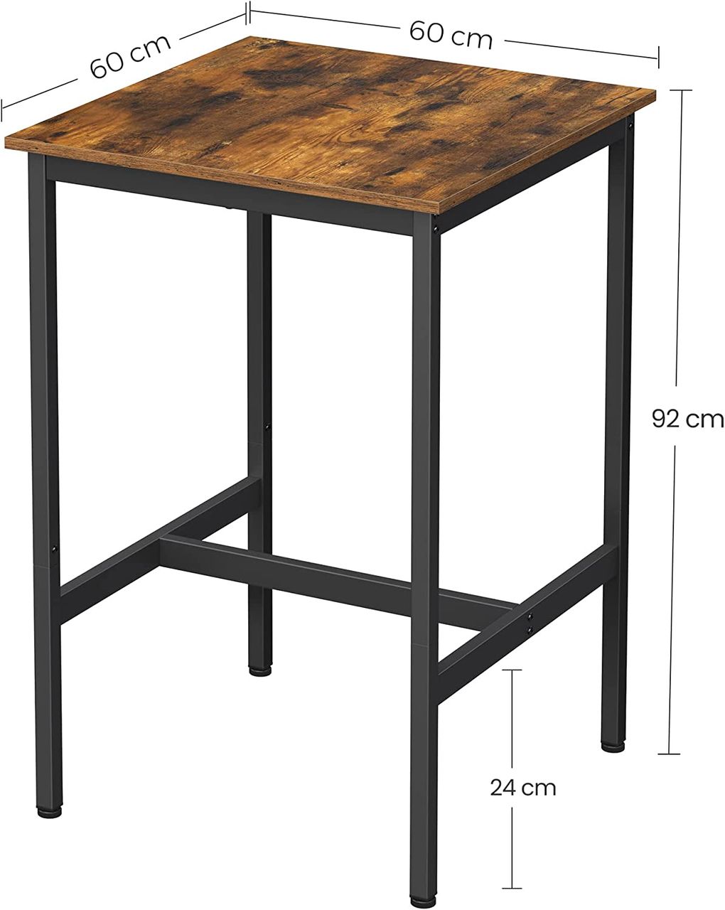 Vasagle Stehtisch, 60x60x90cm, rustikalbraun